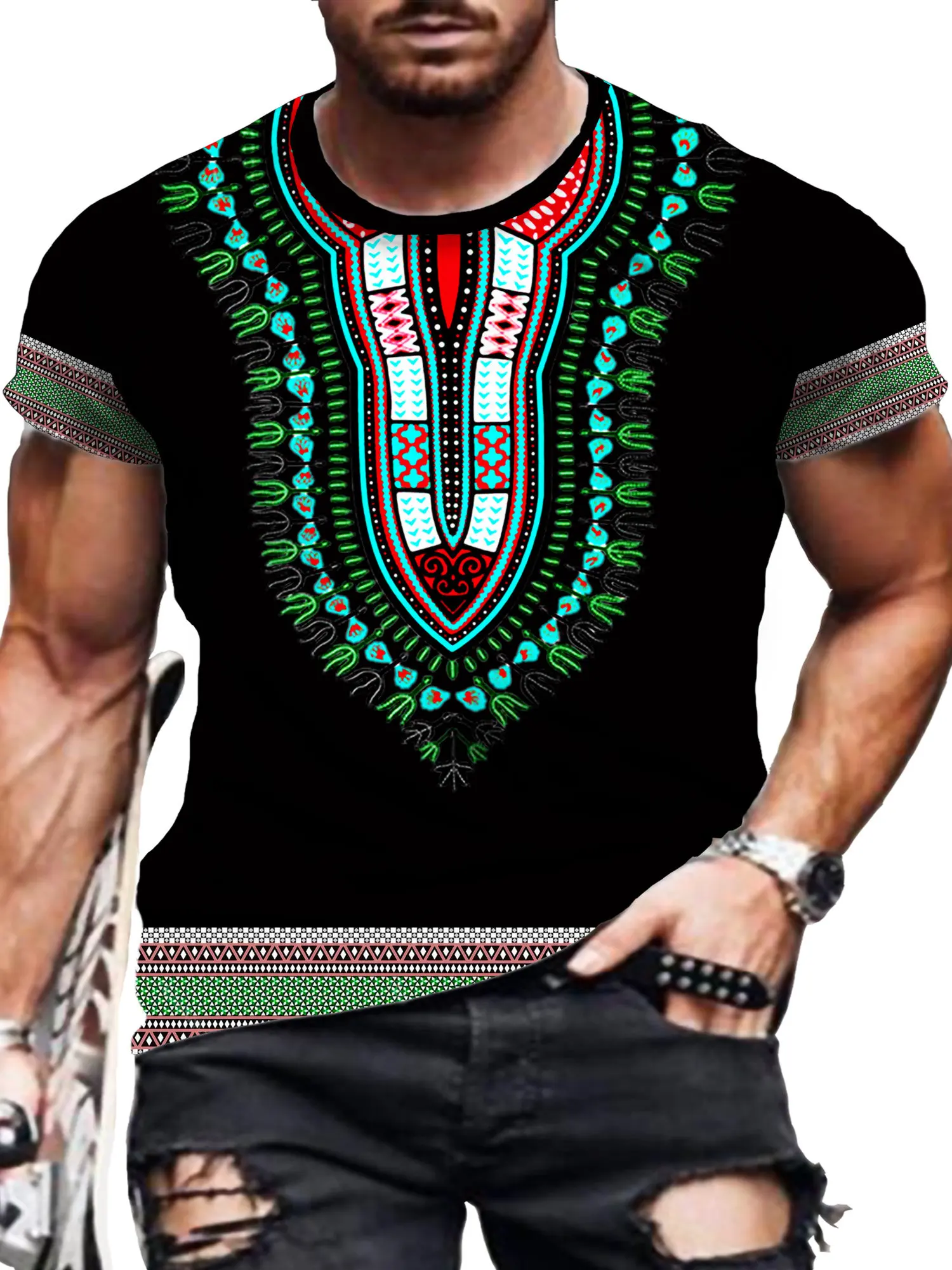 Men'S Ethnic & Formal Designer Wear Studio S - Casual Men's เสื้อยืดแอฟริกันวัฒนธรรมชาติพันธุ์ Tee เสื้อขนาดใหญ่เสื้อแขนสั้น Tees