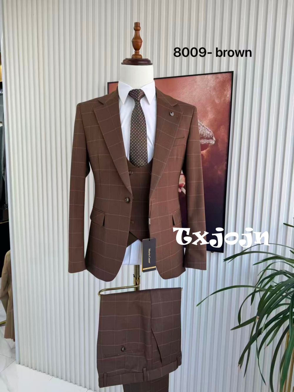 Men Formal Wear Pants - ชุดสูทผู้ชายลายสก็อต 3 ชิ้น เสื้อแจ็คเก็ต เสื้อกั๊ก กางเกง