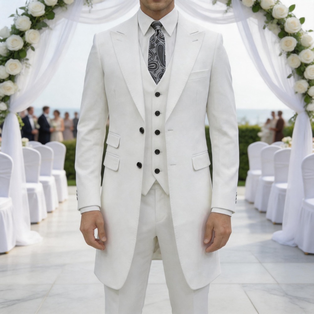 Men Formal Party Wear Dress - ชุดสูทผู้ชายทรงเข้ารูป 3 ชิ้น ชุดสูทงานแต่งงานแบบยาวสั่งตัดได้ ชุดทักซิโด้สำหรับธุรกิจ ชุดออกงานสำหรับเจ้าบ่าว