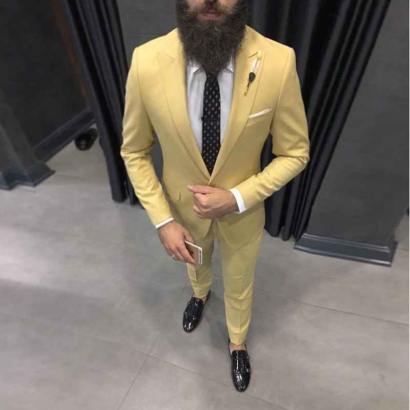 Men Formal Wear For Dinner - 2025 ล่าสุดสีเหลืองชายชุดสําหรับงานแต่งงาน SLIM FIT CLASSIC เจ้าบ่าว