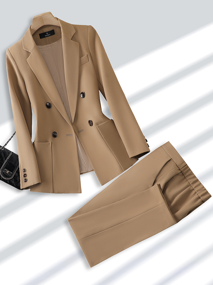 Men Formal Wear Pants - ชุดสูททำงานแฟชั่นสำหรับผู้หญิงชุด2ชิ้นพร้อมกระเป๋าชุดสูททำงานธุรกิจสำนักงานและกางเกงสีเบจสีดำสีกากี
