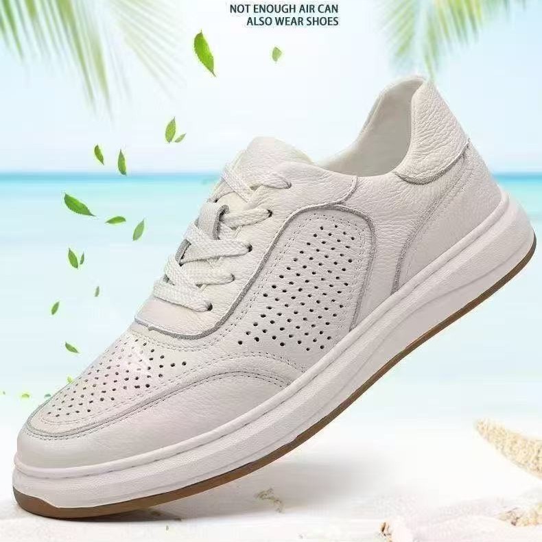 Men Formal Wear With Sneakers - รองเท้าผ้าใบแฟชั่นผู้ชายสีขาว ระบายอากาศได้ดี แบบผูกเชือก หนังเทียม สวมใส่สบาย เหมาะสำหรับใส่ในชีวิตประจำวัน