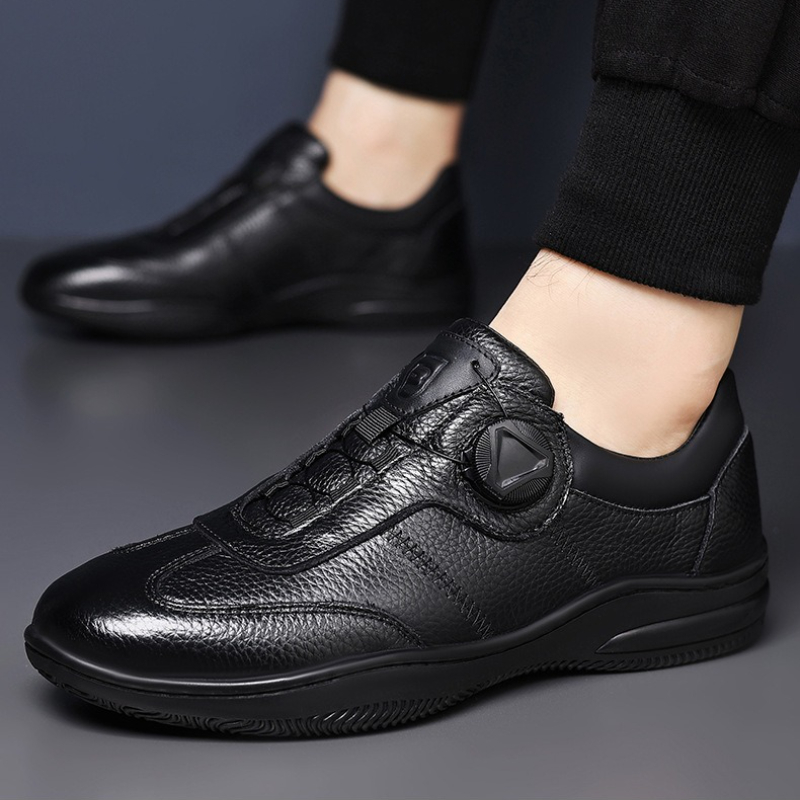 Men Formal Wear With Sneakers - รองเท้าหนังผู้ชายแฟชั่น แบบสวมสบาย หัวหมุน ง่ายต่อการสวมใส่ รองเท้าโลฟเฟอร์หนังวัวแท้ สไตล์ลำลอง