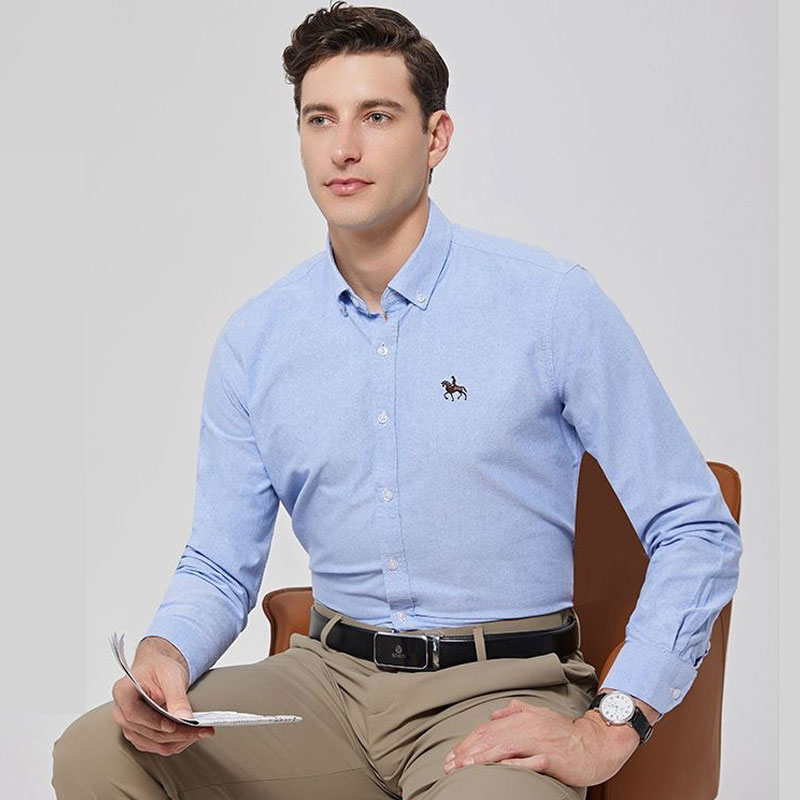 Large Men Formal Wear - เสื้อเชิ้ตแขนยาวผ้าอ๊อกซ์ฟอร์ดผ้าฝ้าย100% ไซส์ใหญ่สำหรับผู้ชายชุดทางการเสื้อผ้าแฟชั่นแนวธุรกิจใส่ทำงาน