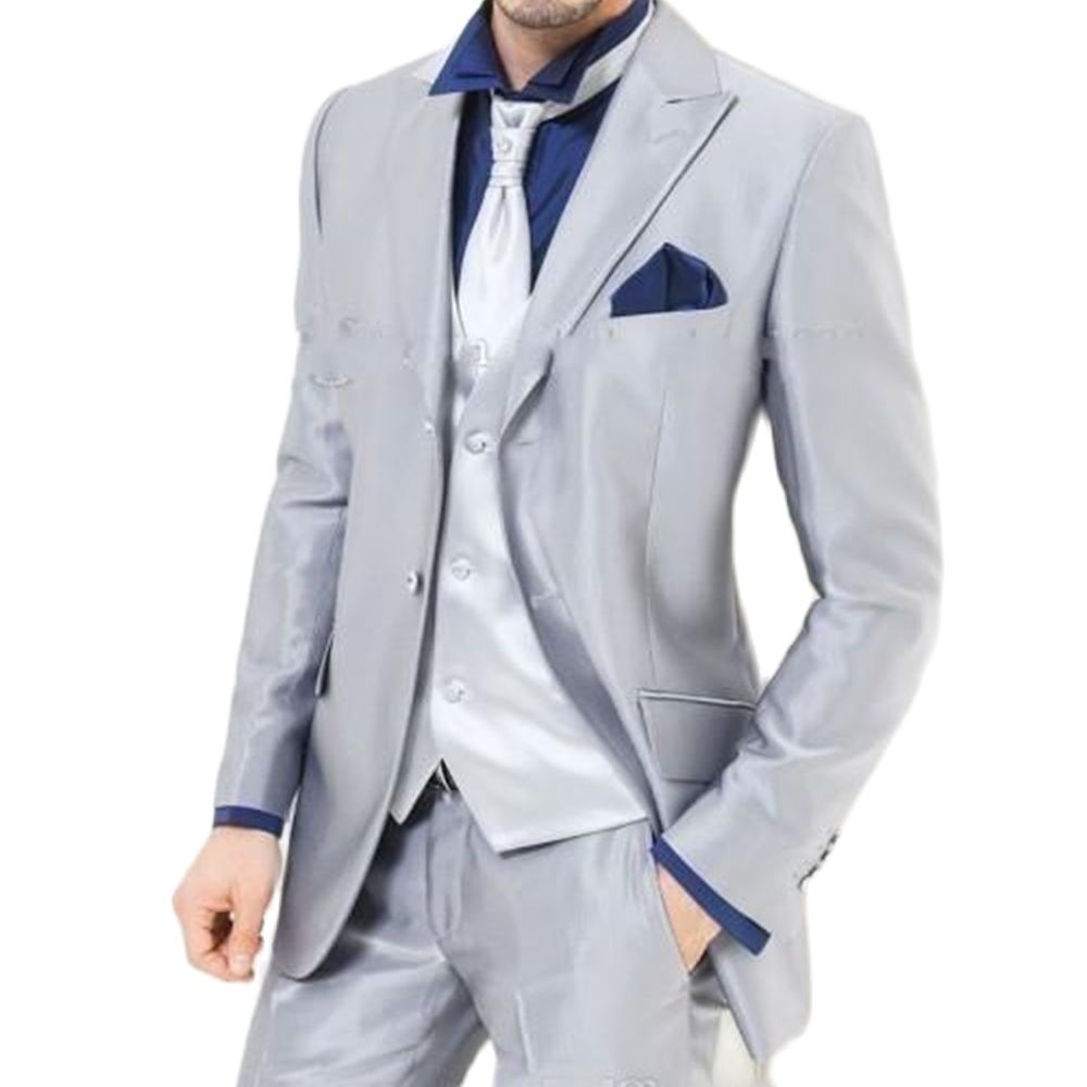 Custom Made Silver เงาซาตินผู้ - Men Formal Wear For Dinner บทวิจารณ์และราคา