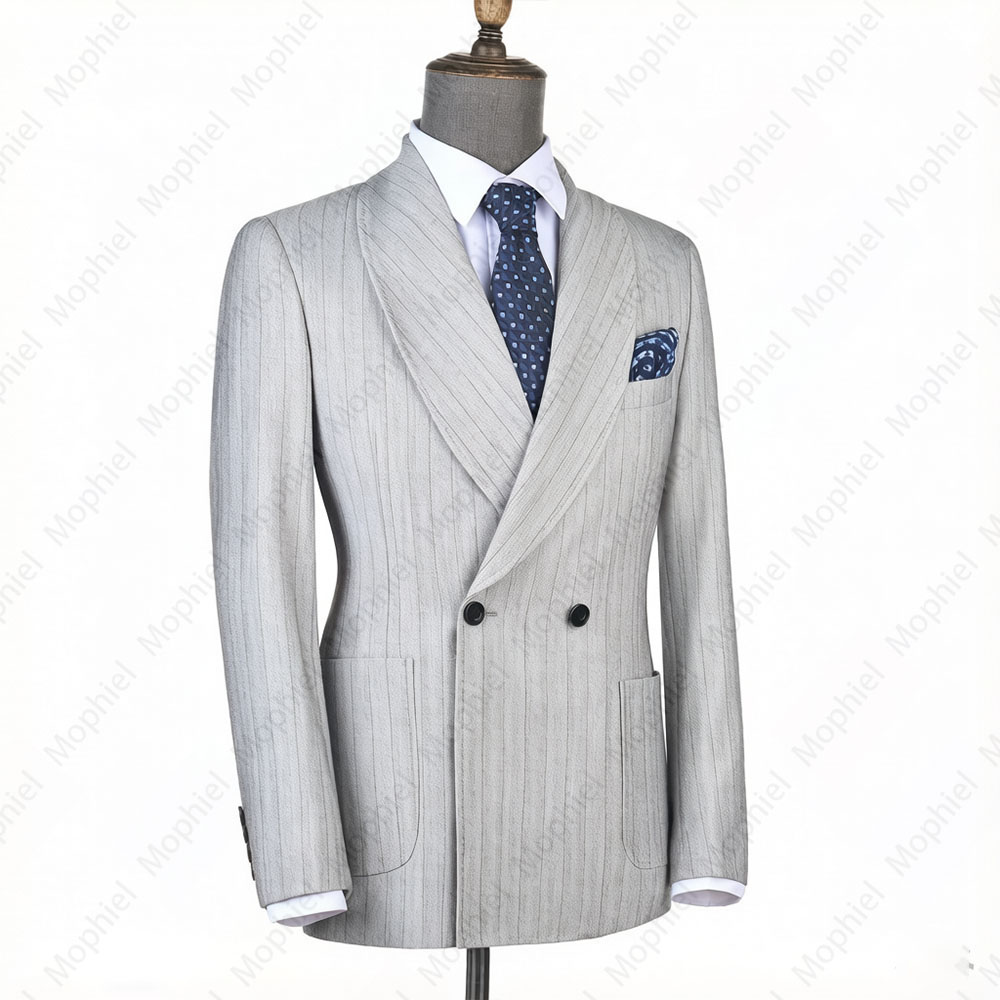 ชุดสูทผู้ชายสีเทาอ่อน Mophiel  - Men Formal Wear Pants บทวิจารณ์และราคา