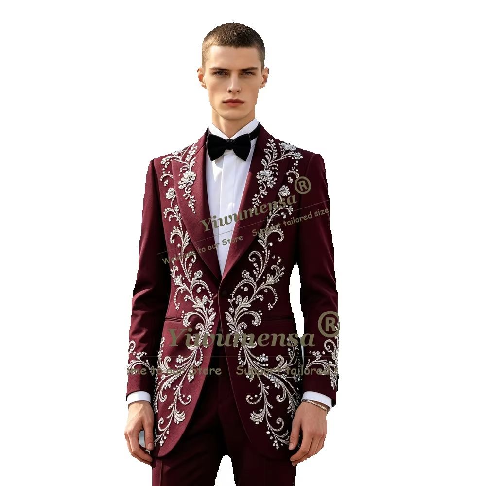 ชุดสูทผู้ชายประดับคริสตัลหรูหร - Men Formal Wear For Dinner บทวิจารณ์และราคา
