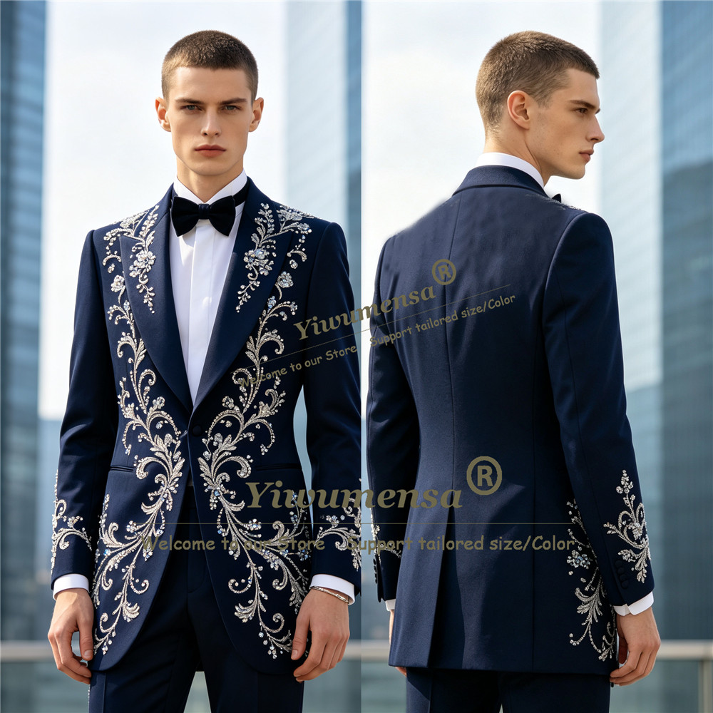 ชุดสูทผู้ชายประดับคริสตัลหรูหร - Men Formal Wear For Dinner บทวิจารณ์และราคา