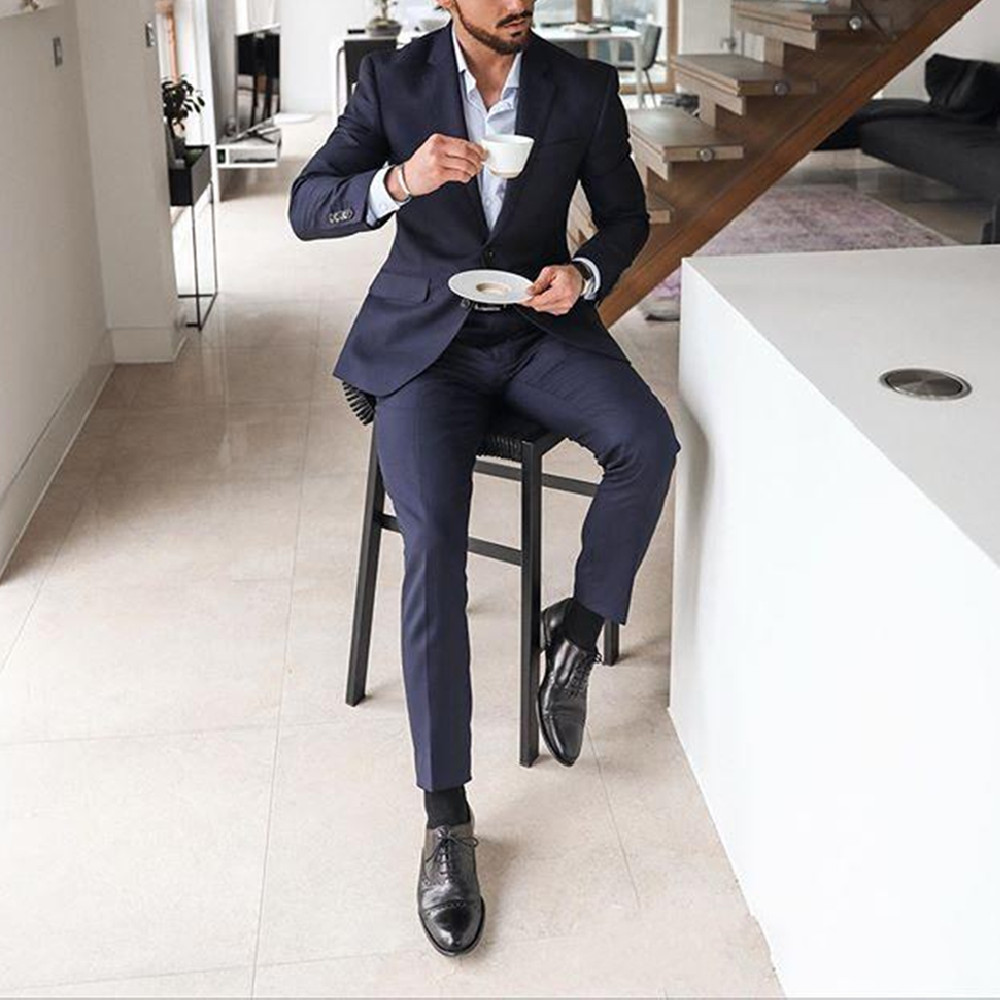 ชุดทักซิโด้ผู้ชายสีน้ำเงินกรมท - Men Formal Wear For Dinner บทวิจารณ์และราคา