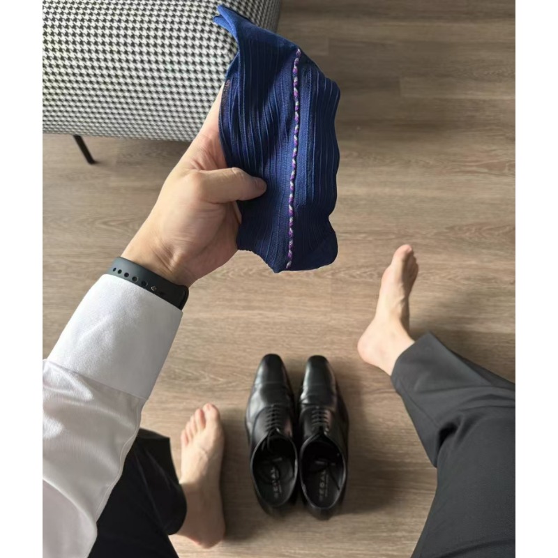 ถุงเท้าผู้ชายสีน้ำเงิน-ดำ สำหร - Men Formal Party Wear Dress บทวิจารณ์และราคา