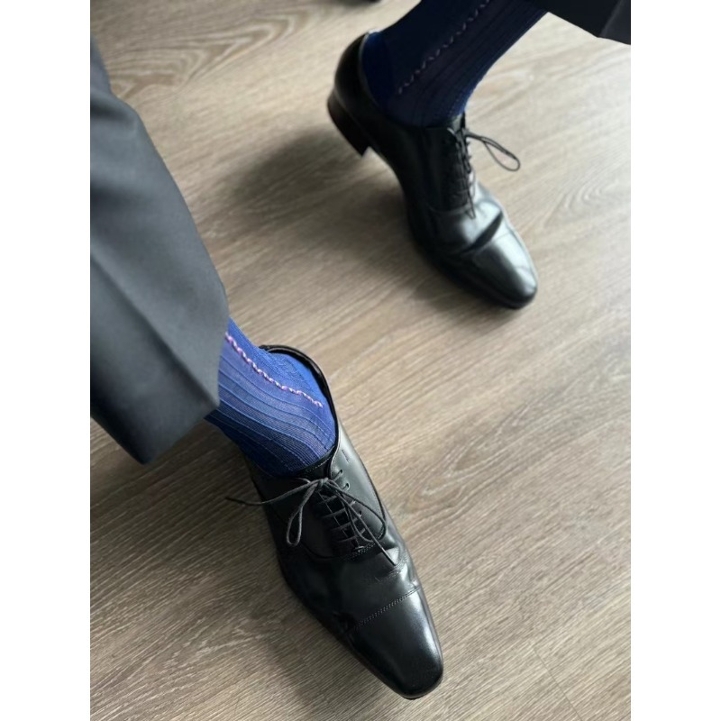 ถุงเท้าผู้ชายสีน้ำเงิน-ดำ สำหร - Men Formal Party Wear Dress บทวิจารณ์และราคา